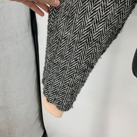 Rebecca Minkoff Jacket Womens L Large Grey Pink Herringbone Wool Blend Contrast - Picture 5 of 14